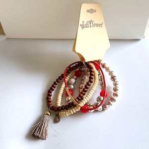 Wallflower Bracelet Red Silver Gold and brows perfect colors for the season